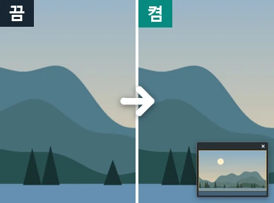 미니맵을 끈 화면과 켠 화면 비교